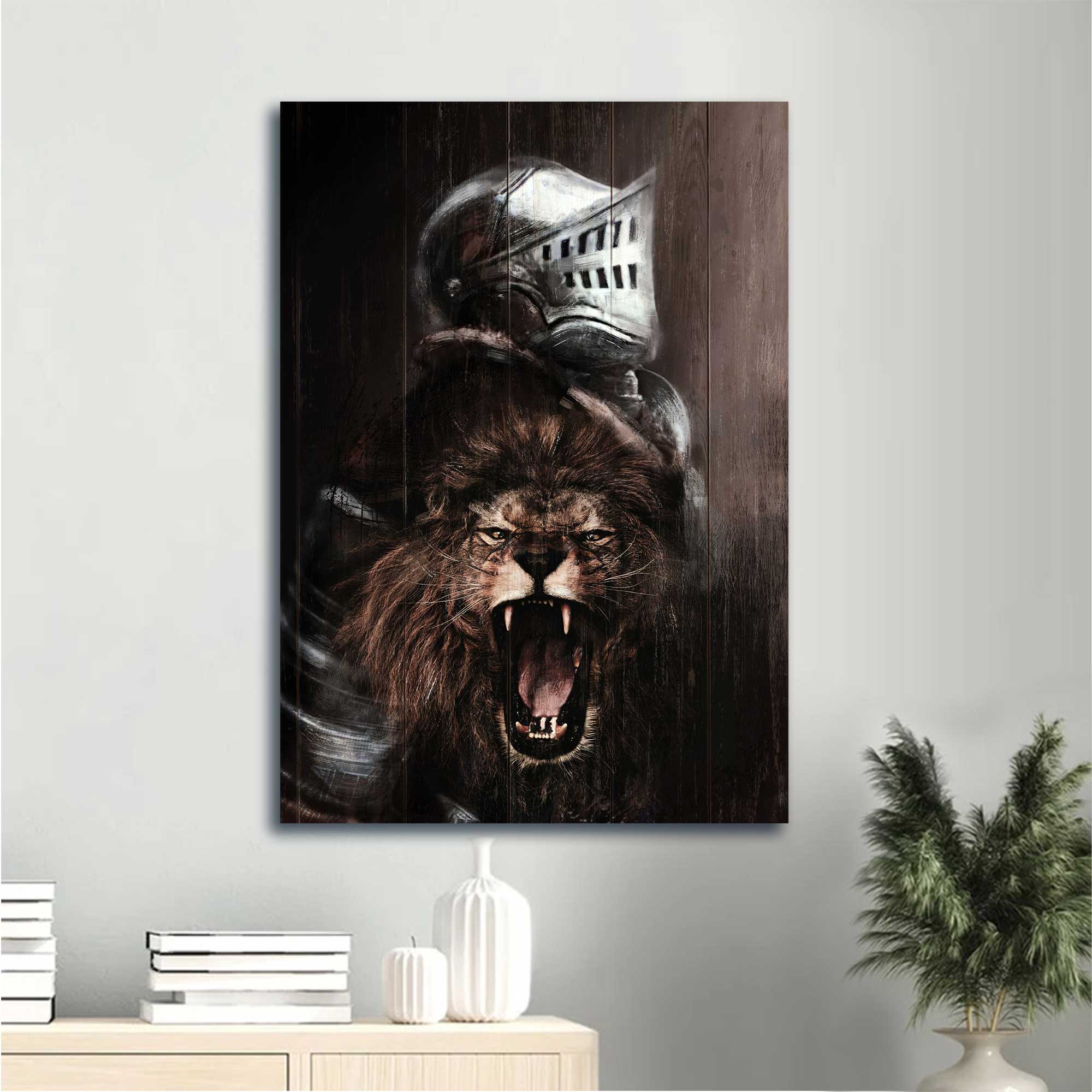 Jesus Portrait Canvas - The Lion Of Judah, Warrior Of Christ, Black Background, Jesus Is King - Gift For Christian