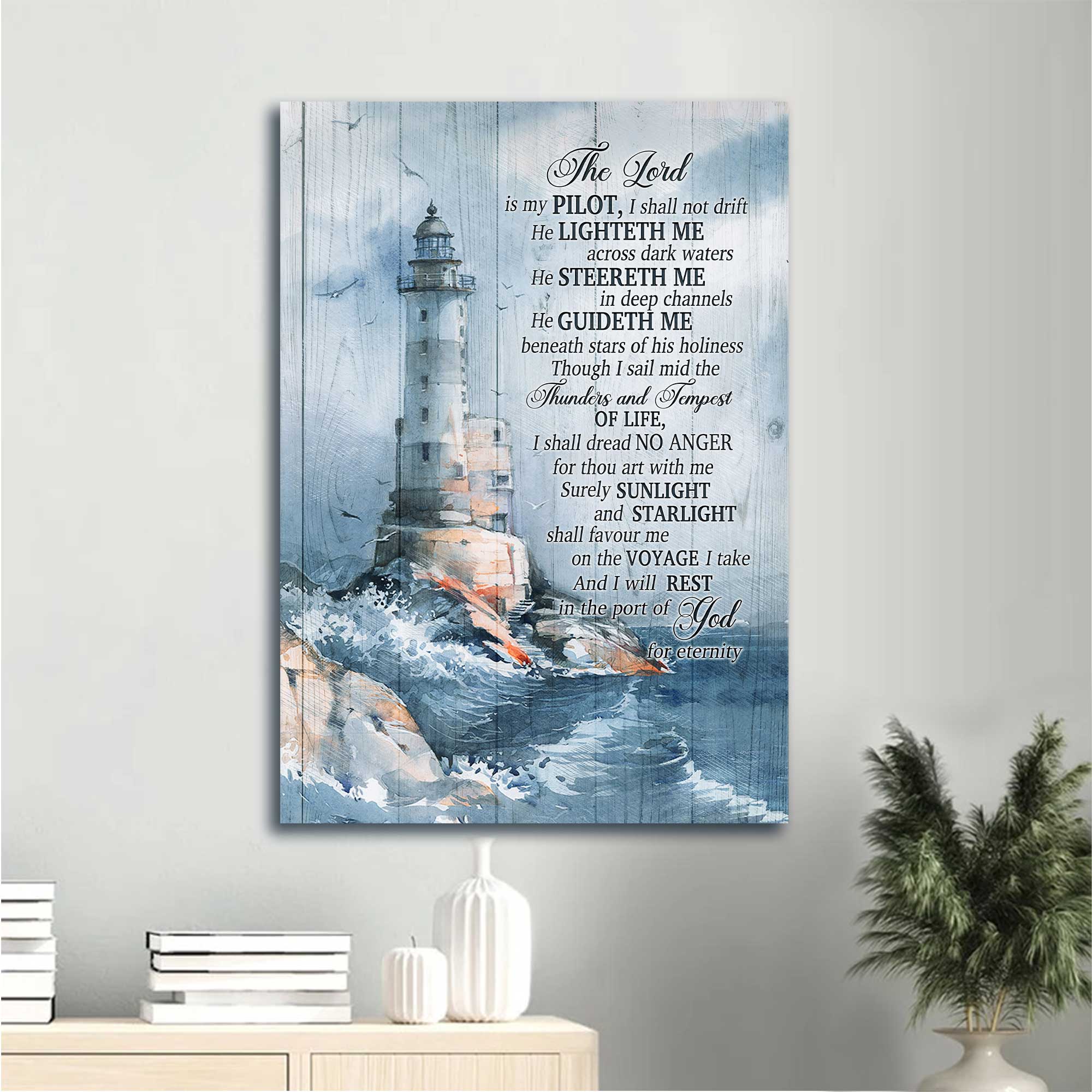 Jesus Portrait Canvas - The Sailor’s Psalm, Lighthouses Canvas - Gift For Christian - The Lord Is My Pilot Canvas