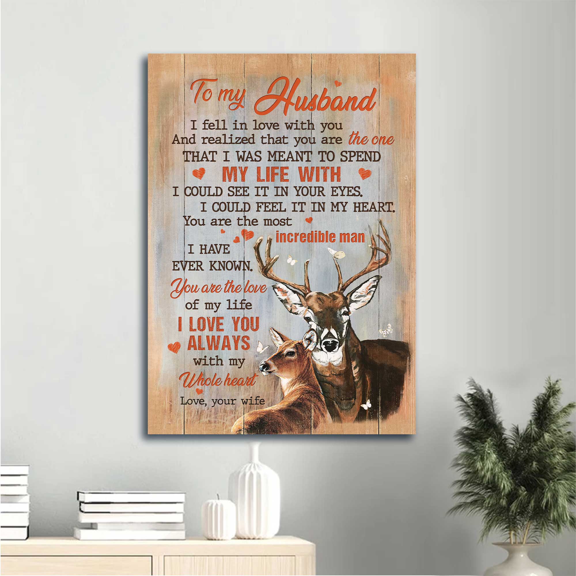 Gift For Husband Portrait Canvas - To My Husband, Deer, Marriage, Couple Canvas - Valentine's Day Gift For Couple, Spouse, Lover -  I Love You Always