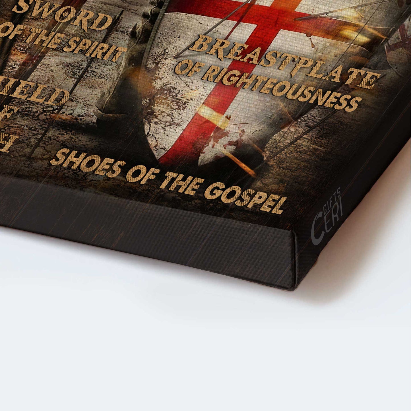 Jesus Portrait Canvas - Warrior Painting, Red Cross, Jesus Drawing Canvas - Gift For Christian - Armor Of God Canvas