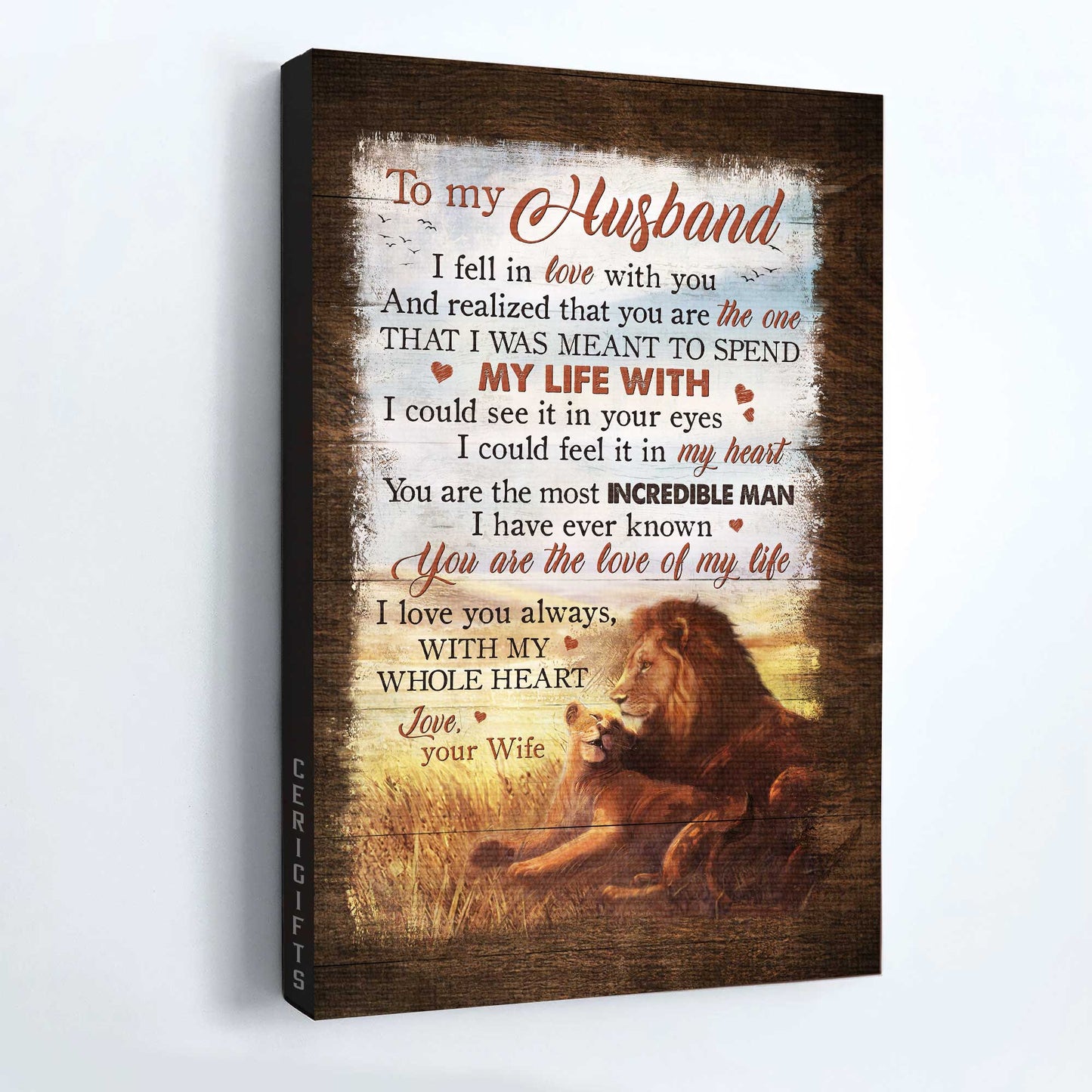 Gift For Husband Portrait Canvas - To My Husband, Lion Artwork, Couple Canvas - Valentine's Day Gift For Couple, Spouse, Lover - You Are The Love Of My Life