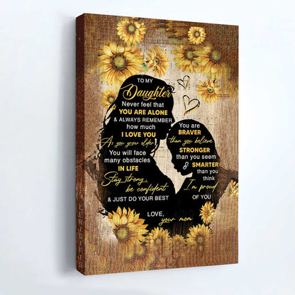 Gift for Daughter- Mom To Daughter, Sunflower, Mom and daughter, Shadow, Stay strong Be confident and do your best - Family Portrait Canvas Prints, Wall Art