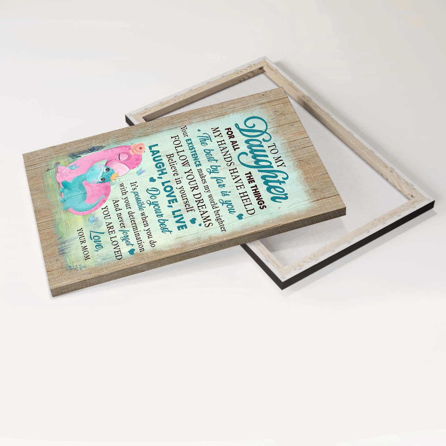 Gift for Daughter- Mom to daughter, Dinosaur Family, The best by far is you - Family Portrait Canvas Prints, Wall Art