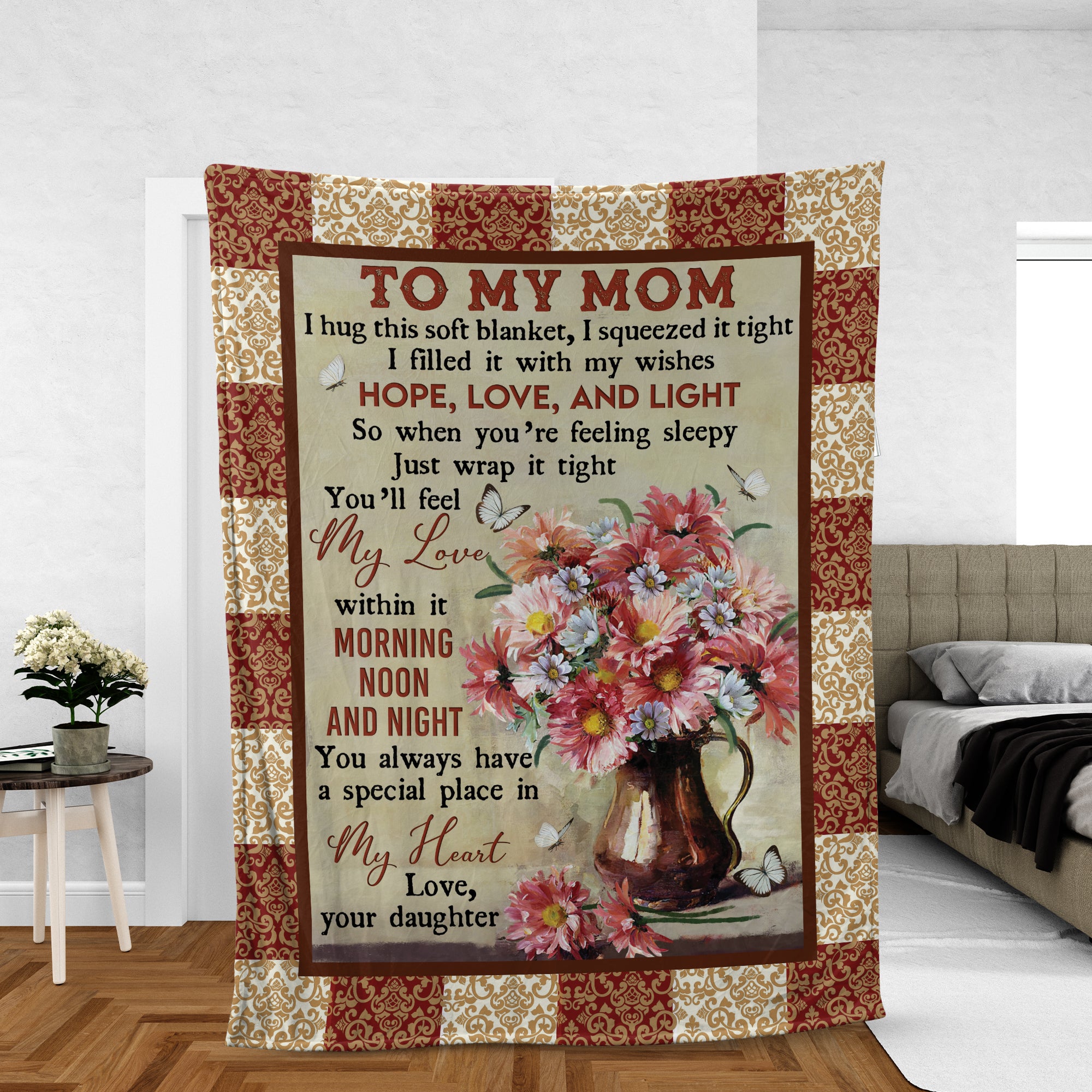 Mother's Day Gift Blanket, Daughter And Mom Blanket, Gifts For Mom From Daughter Blanket - Daisy Flower Vase, Mom Have A Special Place In My Heart