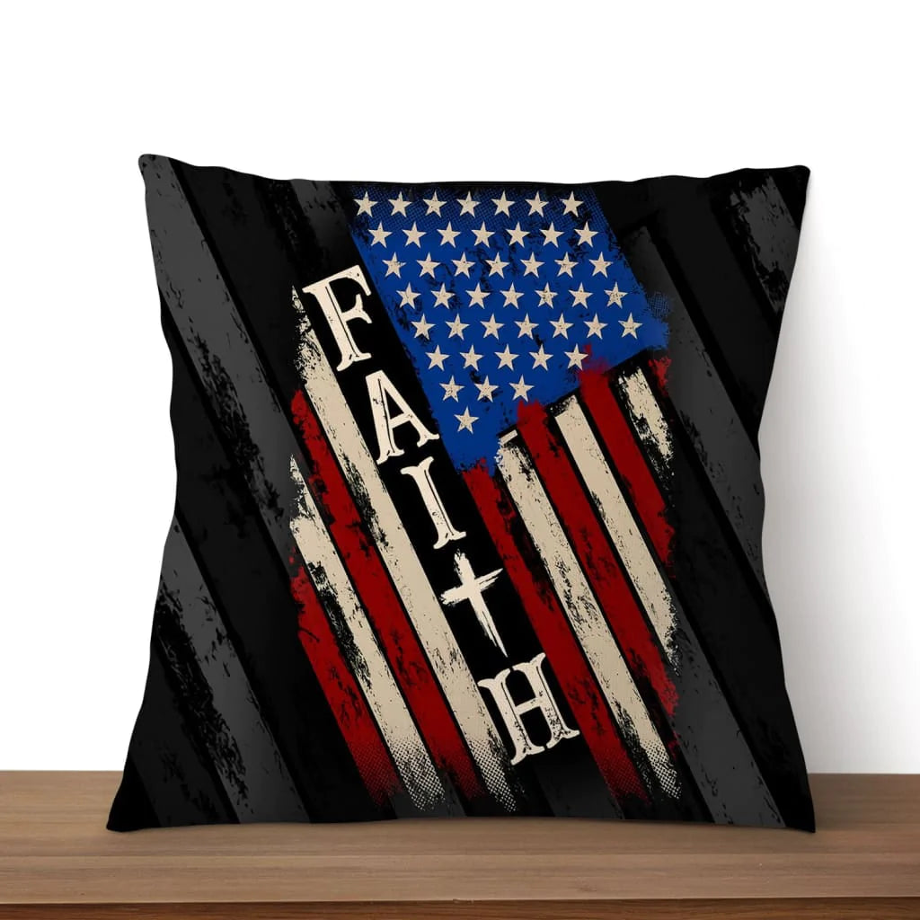 Bible Verse Pillow - Jesus Pillow - Gift For Christian- Faith American Flag Christian Pillow