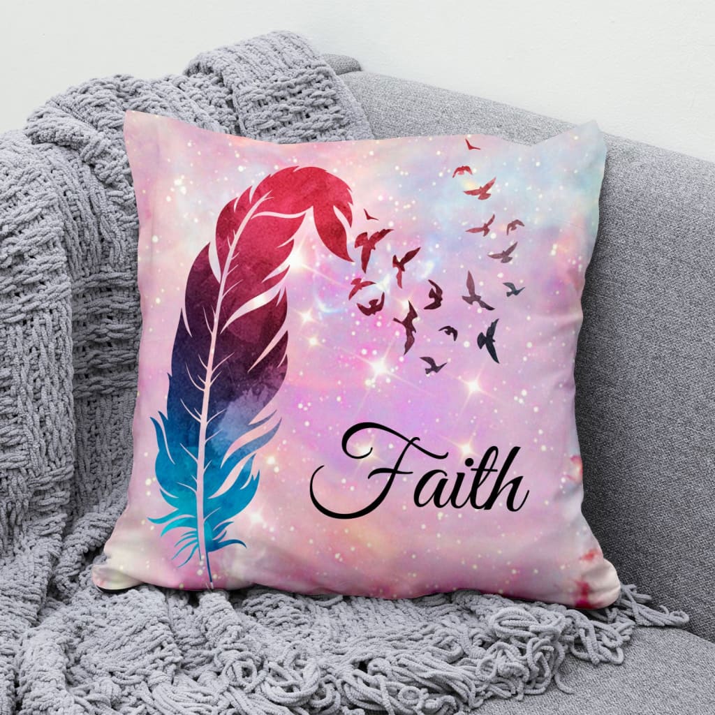 Bible Verse Pillow - Jesus Pillow - Colorful Feather Pillow - Gift For Christian - Faith Christian Pillow