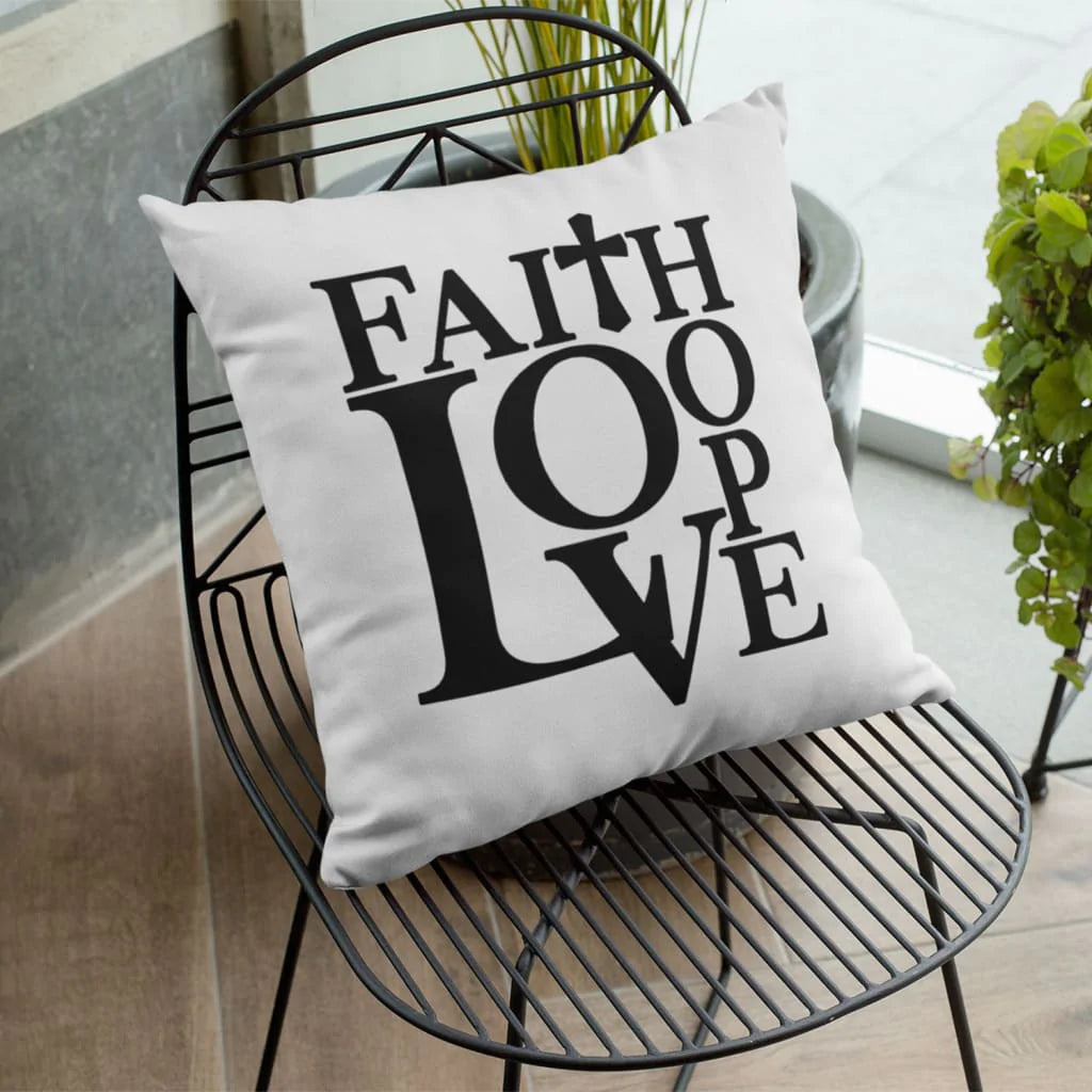 Jesus Pillow - Cross Pillow - Gift For Christian - Faith Hope Love Throw Pillow