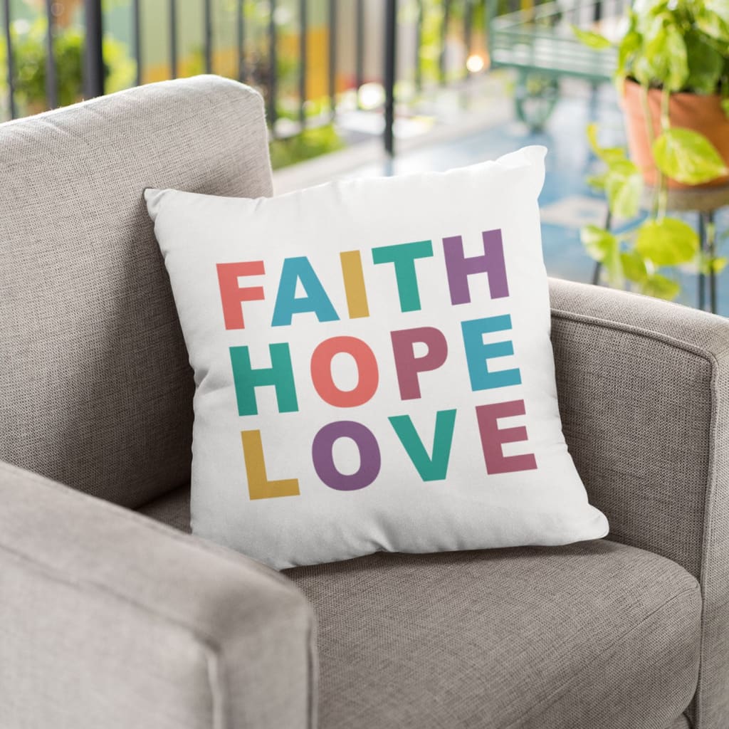 Jesus Pillow - Colorful Text Pillow - Gift For Christian - Faith hope Love Throw Pillow