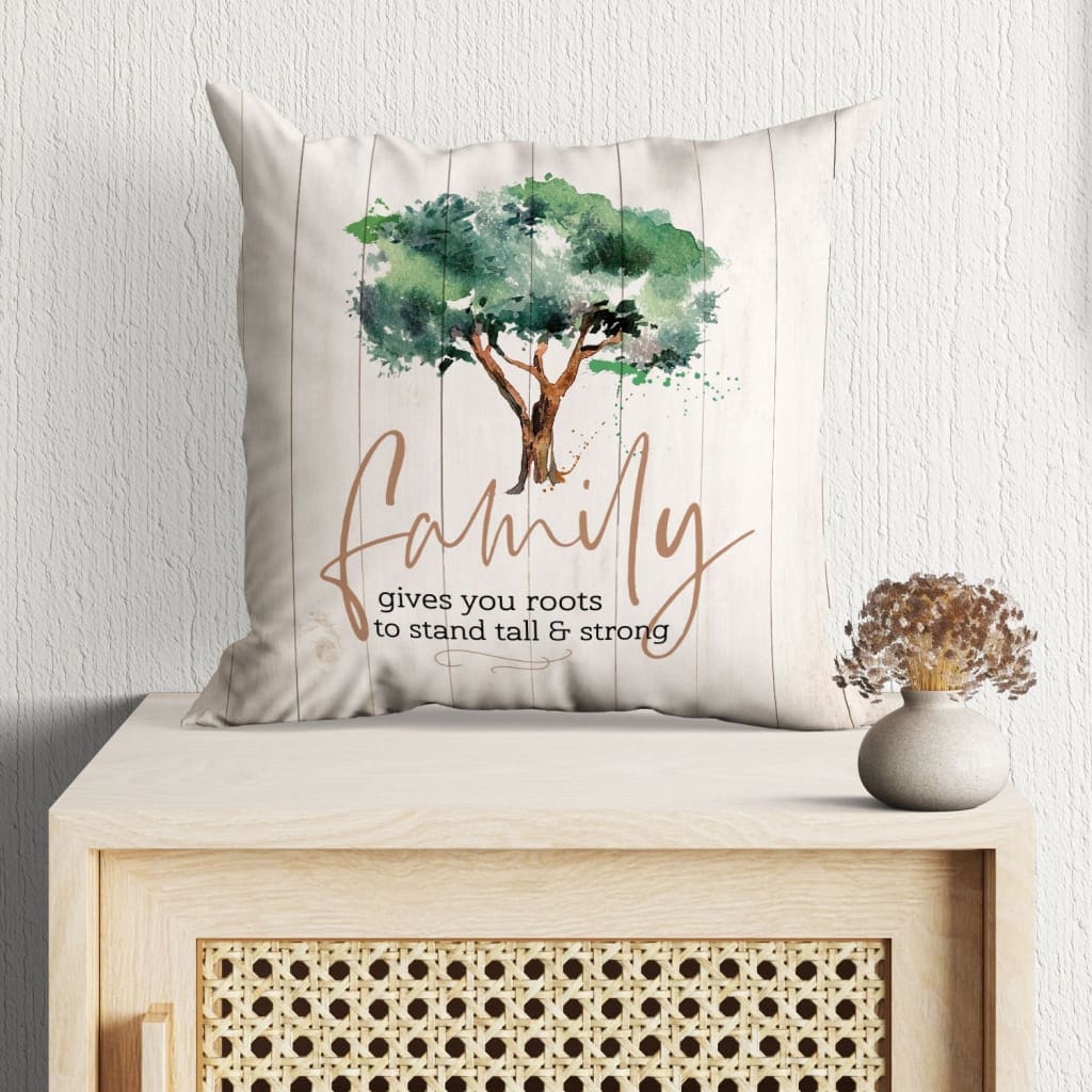 Jesus Pillow - Painting Tree Pillow - Gift For Christian - Family gives you roots to stand tall and strong Throw Pillow