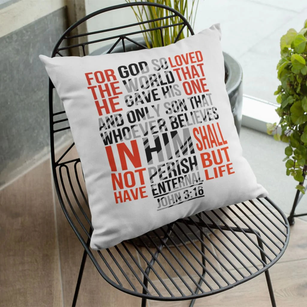 Bible Verse Pillow - Jesus Pillow - Gift For Christian - For God So Loved The World John 3:16 Christian Pillow