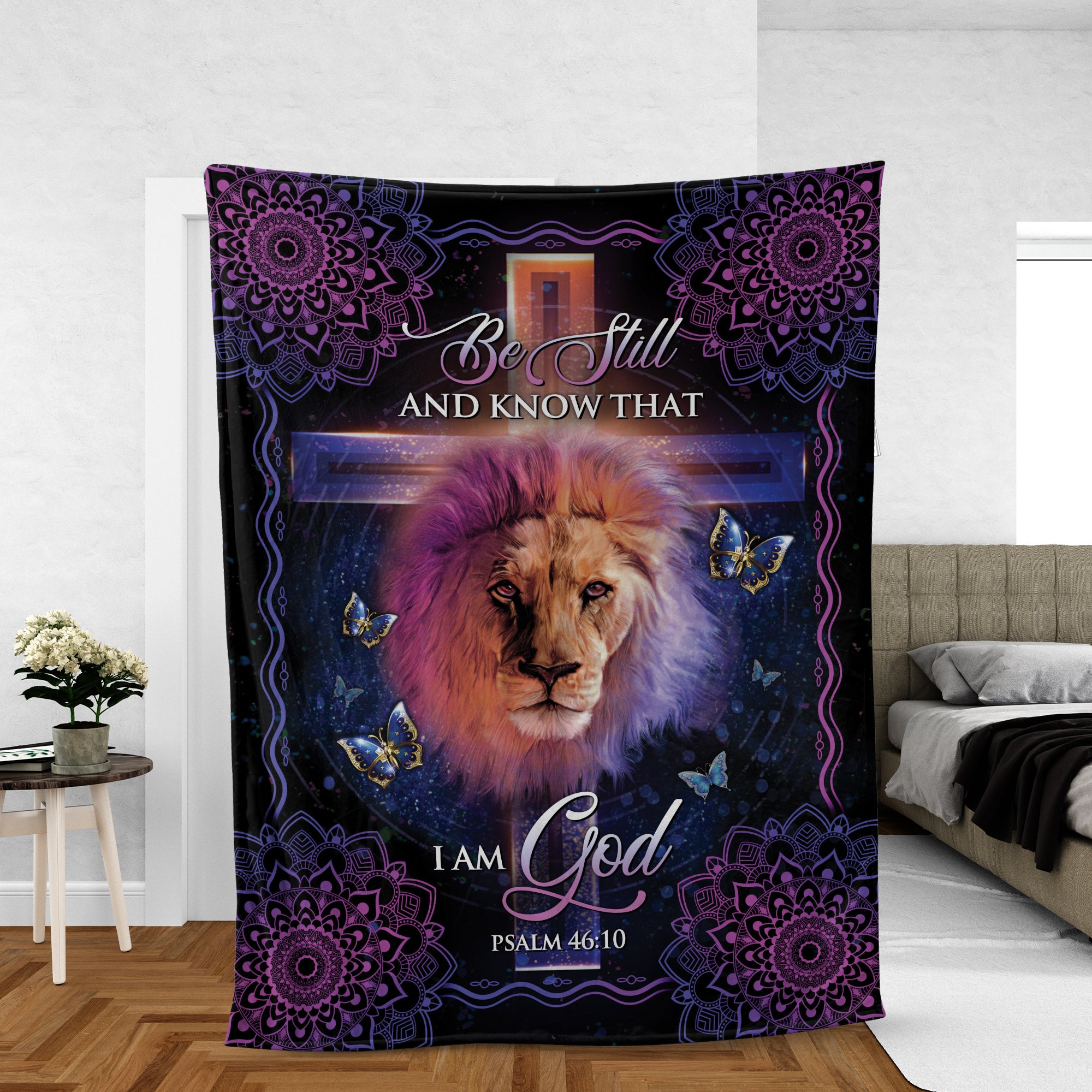 Christian Throw Blanket, Faith Blanket, Jesus Blanket, Inspirational Gift - Galaxy Painting, Lion Of Judah, I And Know That I Am God