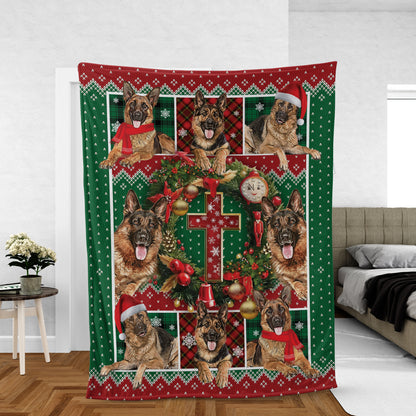 German Shepherd Cross Blanket, German Shepherd Christmas Blanket, Best Gift For German Shepherd Mom, Dad, German Shepherd Lovers, Dog Lovers