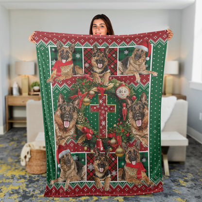 German Shepherd Cross Blanket, German Shepherd Christmas Blanket, Best Gift For German Shepherd Mom, Dad, German Shepherd Lovers, Dog Lovers