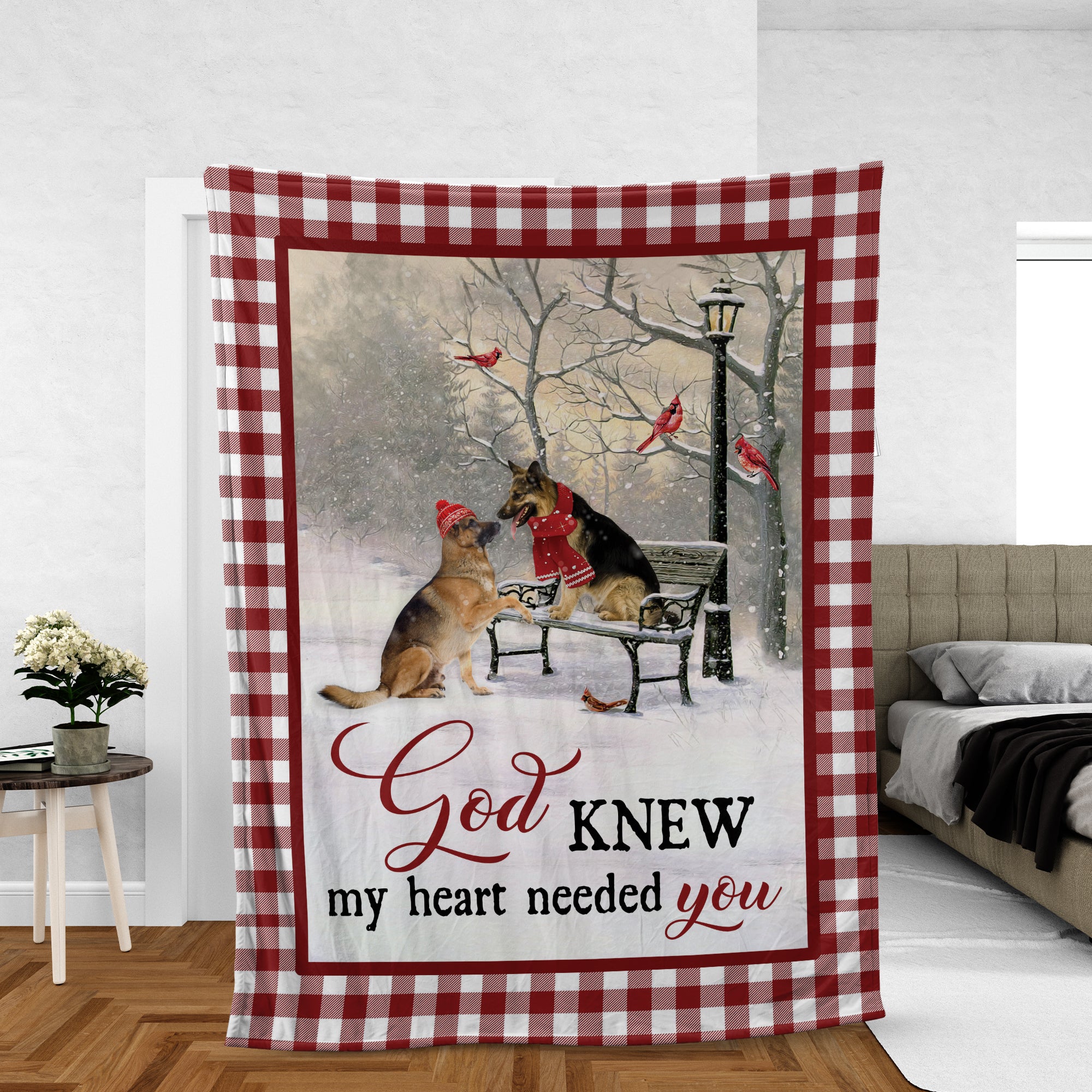 German Shepherd Blanket, God Blanket, German Shepherd Winter Blanket, Christmas Blanket, Inspirational Gift - God Knew My Heart Need You