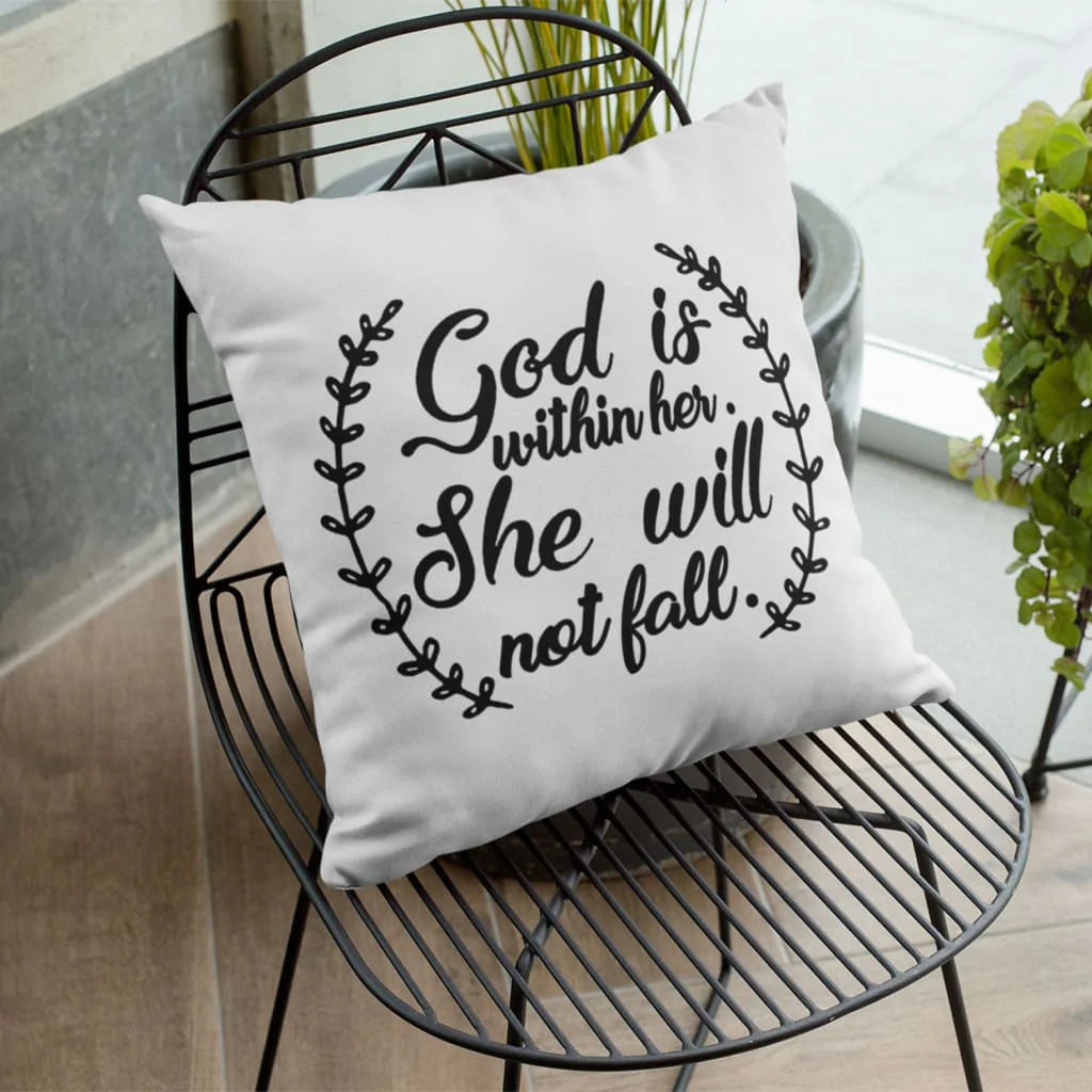 Bible Verse Pillow - Jesus Pillow - Gift For Christian - God Is Within Her She Will Not Fall Christian Pillow