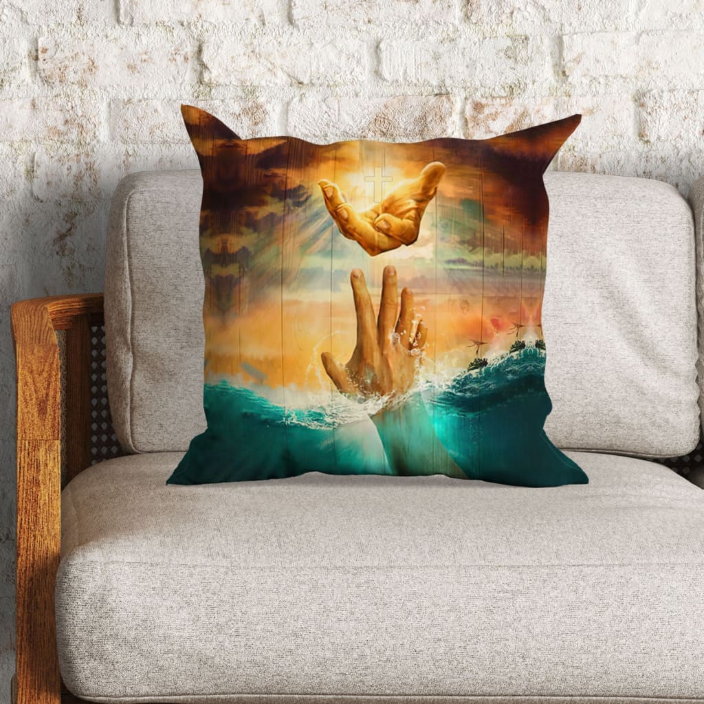 Jesus Pillow - God's Hand Pillow - Gift For Christian - God will save you Throw Pillow