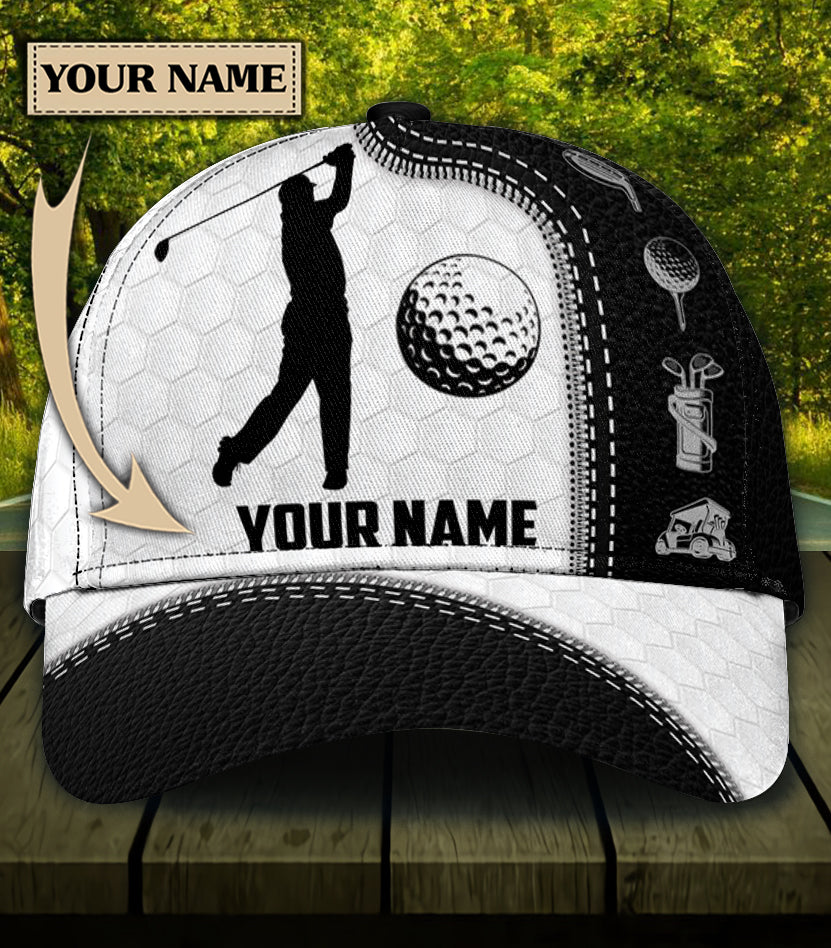 Personalized Golf Cap, Custom Name Golfer Women, Men, Golf Lover Gifts, Golf Black And White Hats Gifts for Him, Golfer, Her, Friend