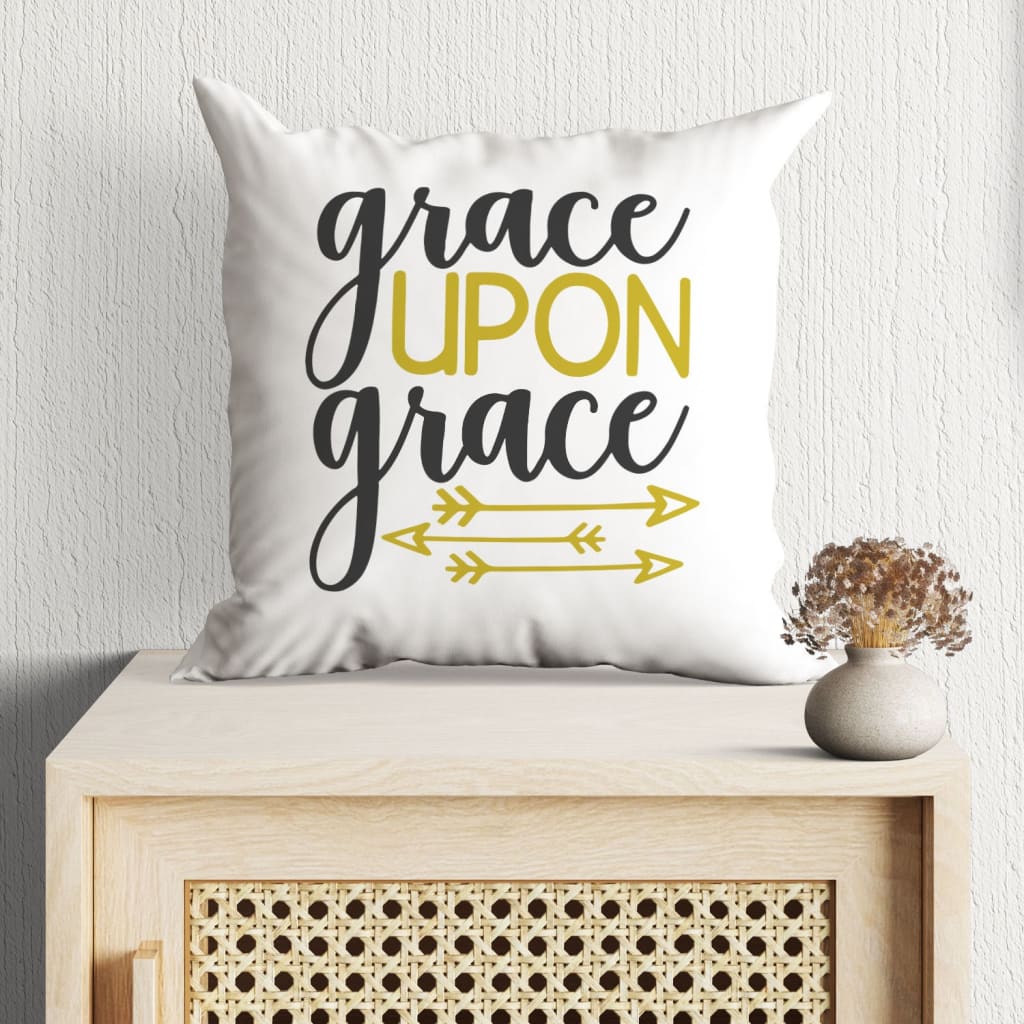 Bible Verse Pillow - Jesus Pillow - Gift For Christian - Grace Upon Grace Christian Pillow