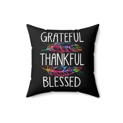 Bible Verse Pillow - Jesus Pillow - Colorful Feathers - Gift For Christian - Grateful Thankful Blessed Pillow