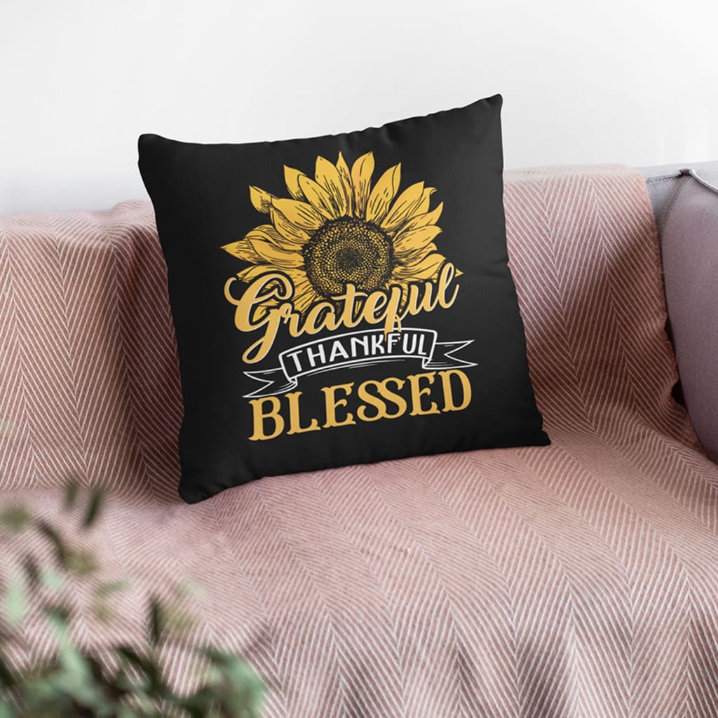 Bible Verse Pillow - Jesus Pillow - Sunflower Pillow - Gift For Christian - Grateful Thankful Blessed Christian Pillow