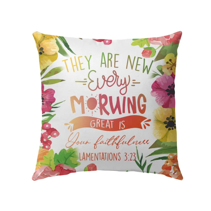 Bible Verse Pillow - Jesus Pillow - Gift For Christian - Great Is Your Faithfulness Lamentations 3:23 Pillow