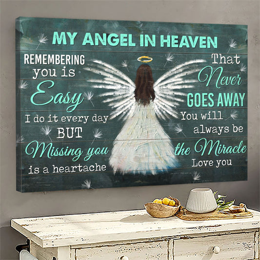 Memorial Landscape Canvas - Beautiful angel, Dandelion, My angel in heaven Landscape Canvas - Memorial Gift For Family Members - You will always be the miracle