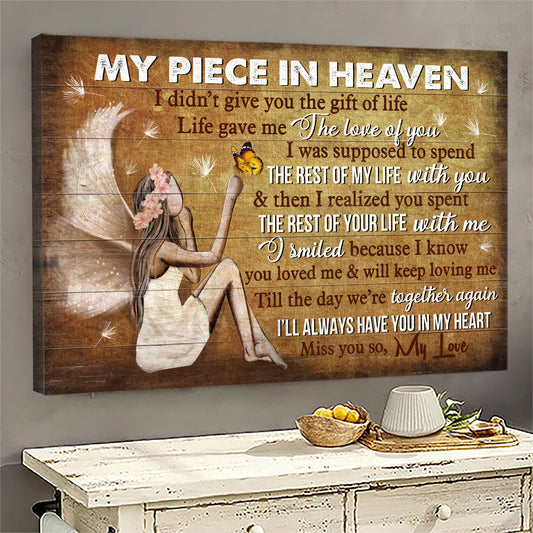 Memorial Landscape Canvas - Beautiful Angel, Butterfly Landscape Canvas - Memorial Gift For Family Members - I smiled because I know you loved me