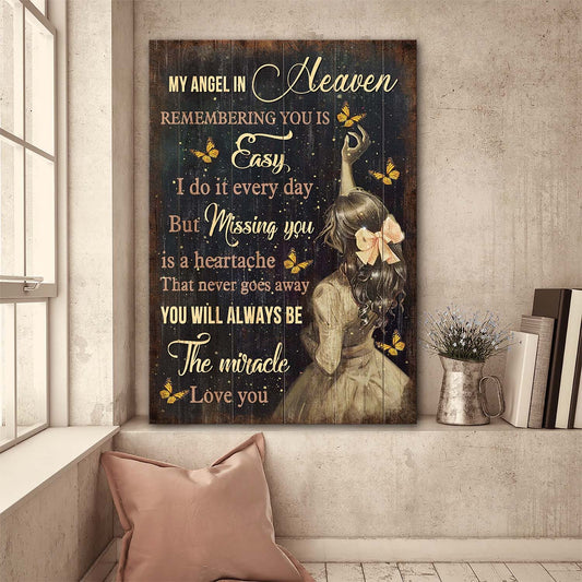 Memorial Portrait Canvas-  Beautiful girl, Butterfly canvas- Gift for members family- Missing you is a heartache that never goes away