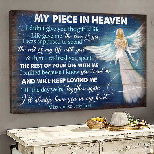 Memorial Landscape Canvas - Beautiful Angel, Till the day we're together again Landscape Canvas - Memorial Gift For Family Members - My Piece In Heaven