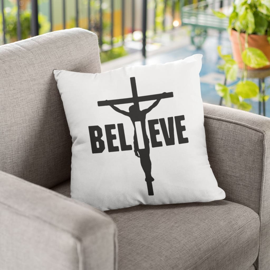 Jesus Pillow - Gift For Christian - I Believe, Jesus on the cross Pillow