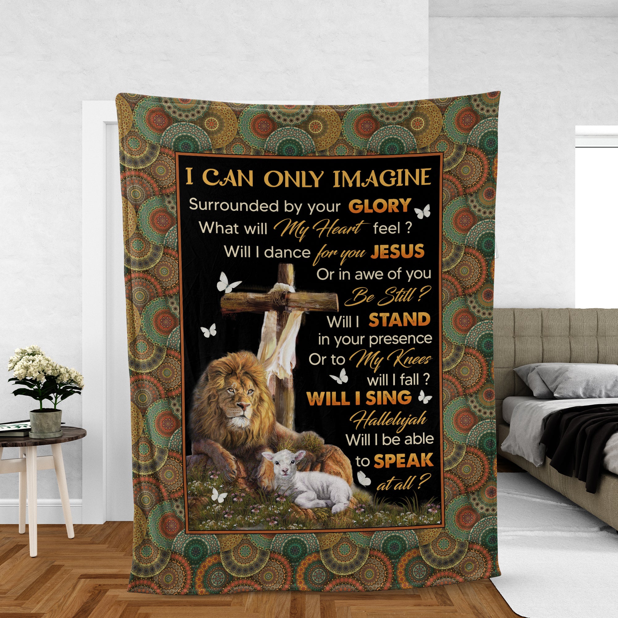 Lion And White Lamb Blanket, Cross Blanket, Christian Throw Blanket, Faith Blanket, Inspirational Gift - I Can Only Imagine Blanket