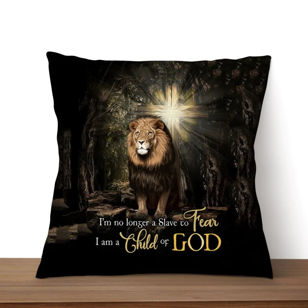 Jesus Pillow - Christian, Cross, Lion Pillow - Gift For Christian - I'm No Longer a Slave to Fear Pillow