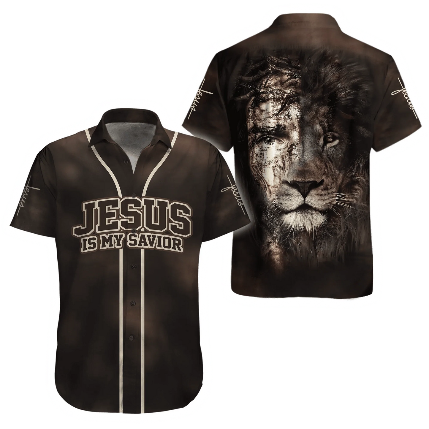 Jesus Lion Face Printed 3D Hawaiian Shirt for Men and Women
