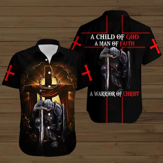 A Child Of God A Man Of Faith A Warrrior Of Christ Jesus Printed 3D Hawaiian Shirt For Men and Women