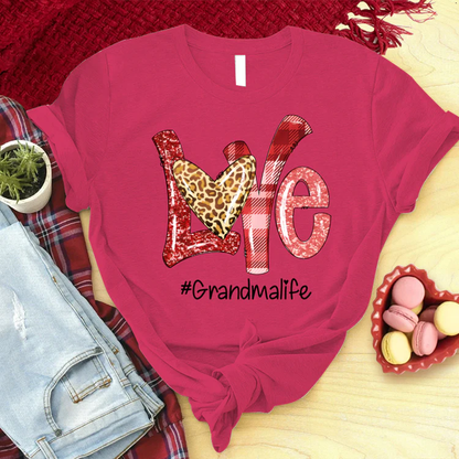 Valentine Love Grandma Life Custom Name T-Shirt, Mother's Day Personalized T-Shirt, Love Grandma Life T-Shirt  - Gift For Granma, Mimi, Nana, Grammy