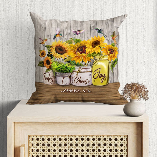 Jesus Pillow - Christian, Hummingbird, Sunflower Vase Pillow - Gift For Christian - James 1:2 Today I choose Joy Pillow