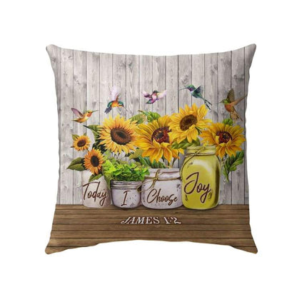 Jesus Pillow - Christian, Hummingbird, Sunflower Vase Pillow - Gift For Christian - James 1:2 Today I choose Joy Pillow