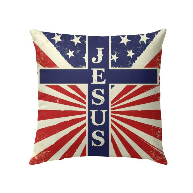 Jesus Pillow - Christian, American Flag Pillow - Gift For Christian - USA Flag Pillow