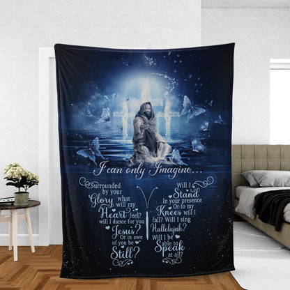 Christian Throw Blanket, Faith Blanket, Jesus Christ Blanket, Inspirational Gift - Cross Symbol And Blue Butterfly, I Can Only Imagine