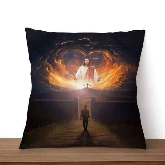 Jesus Pillow - Christian, Cross, Glory of God Pillow - Gift For Christian - Jesus come back and open arms Pillow