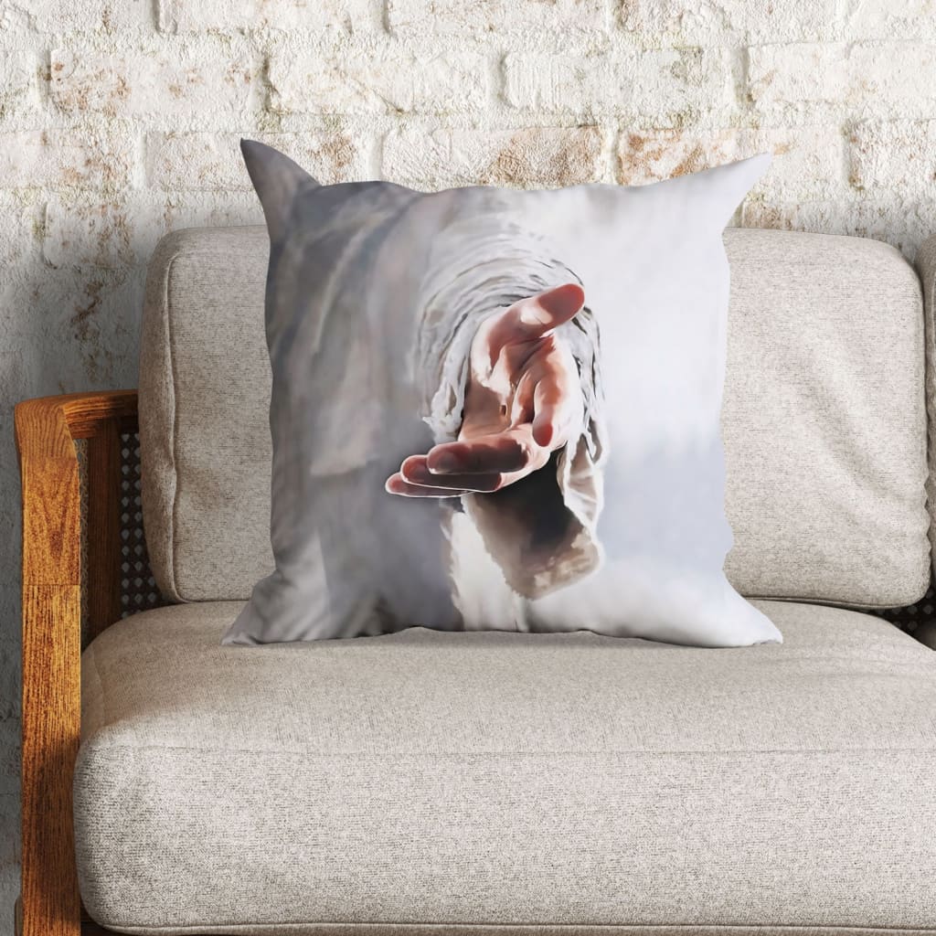 Jesus Pillow - Christian, Hand's God Pillow - Gift For Christian - Jesus holding his hand out Pillow