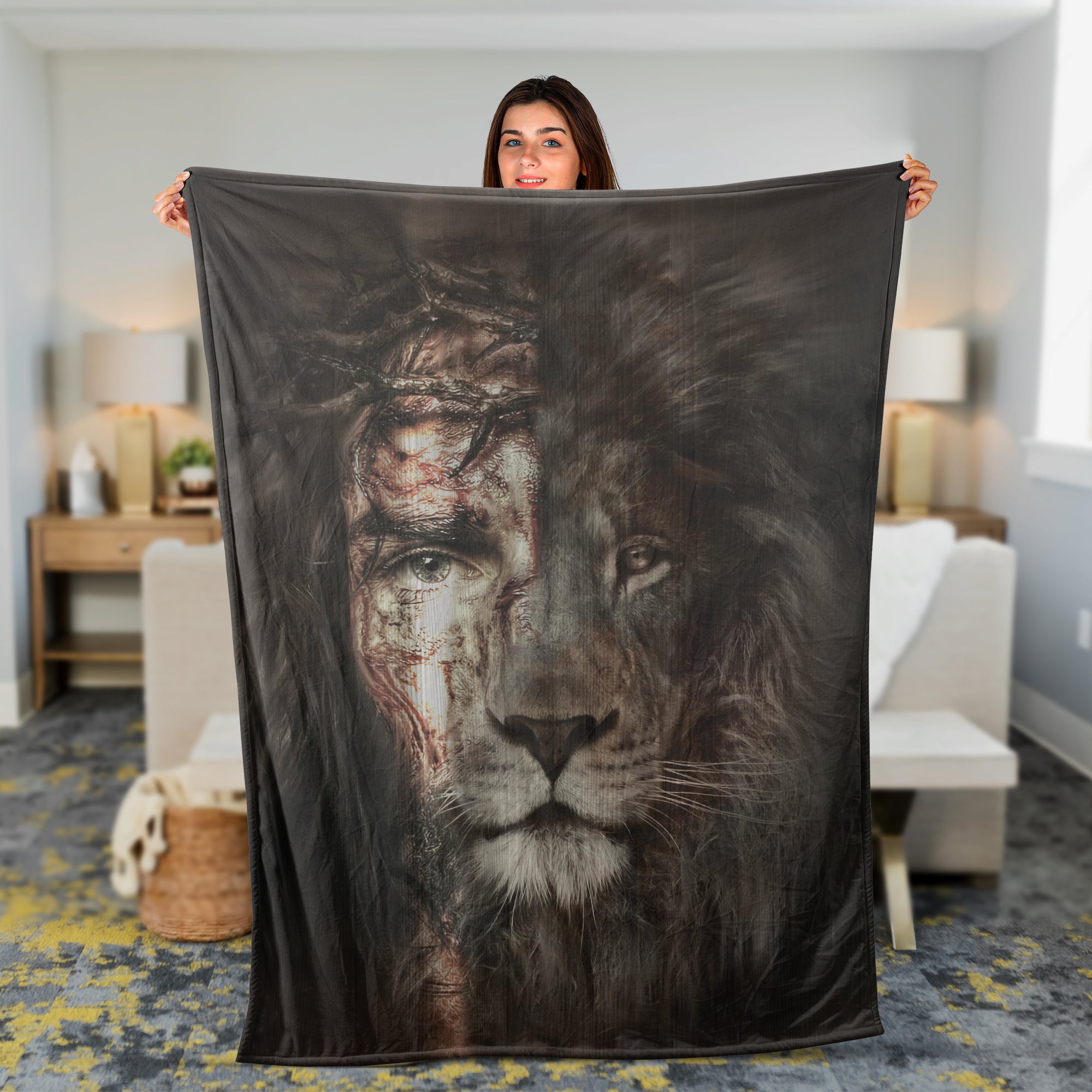 Christian Throw Blanket, Faith Blanket, Jesus Blanket, Inspirational Gift - The Lion Of Judah, The Perfect Combination