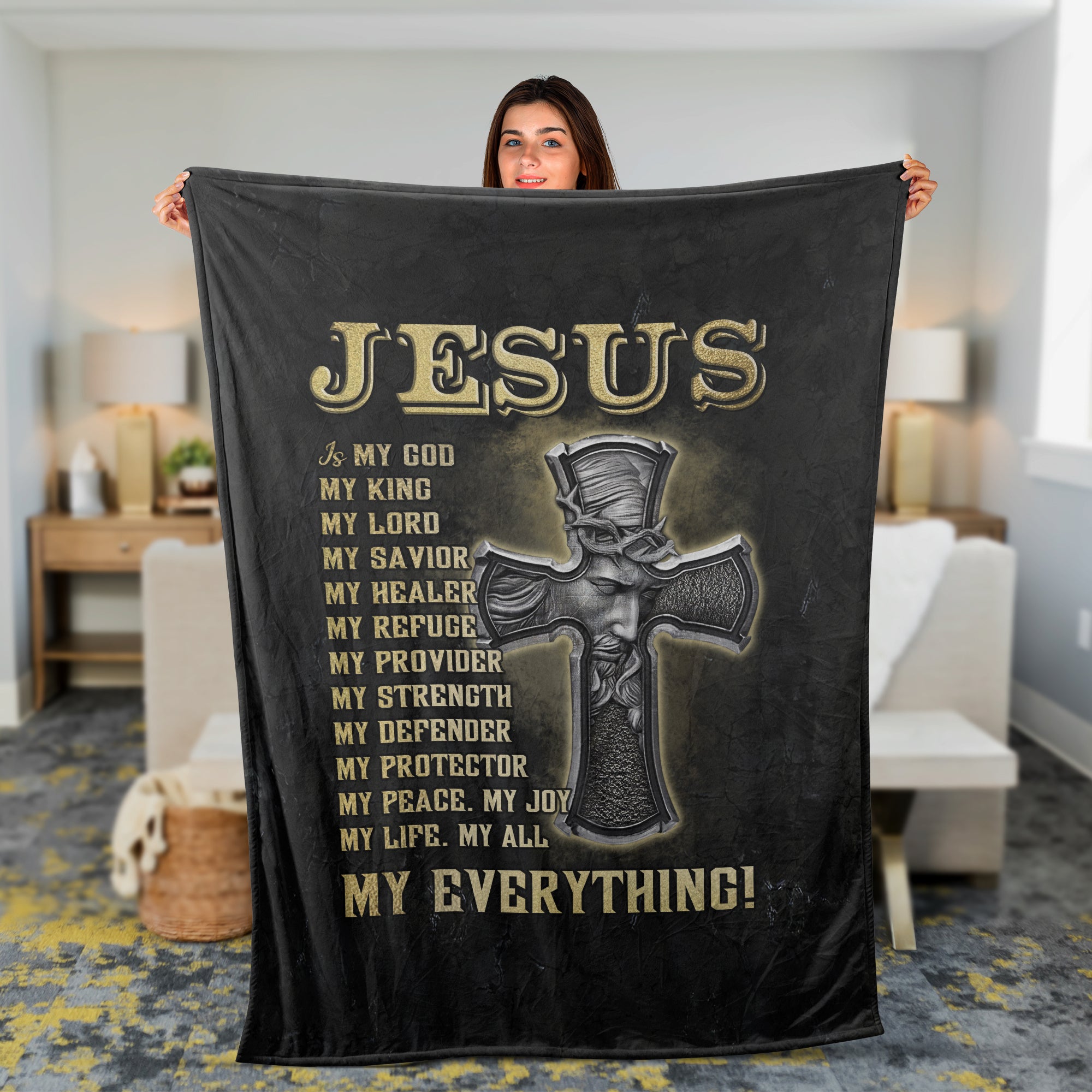 Christian Throw Blanket, Faith Blanket, Jesus Blanket, Inspirational Gift -  The Cross, Jesus Is My Everything