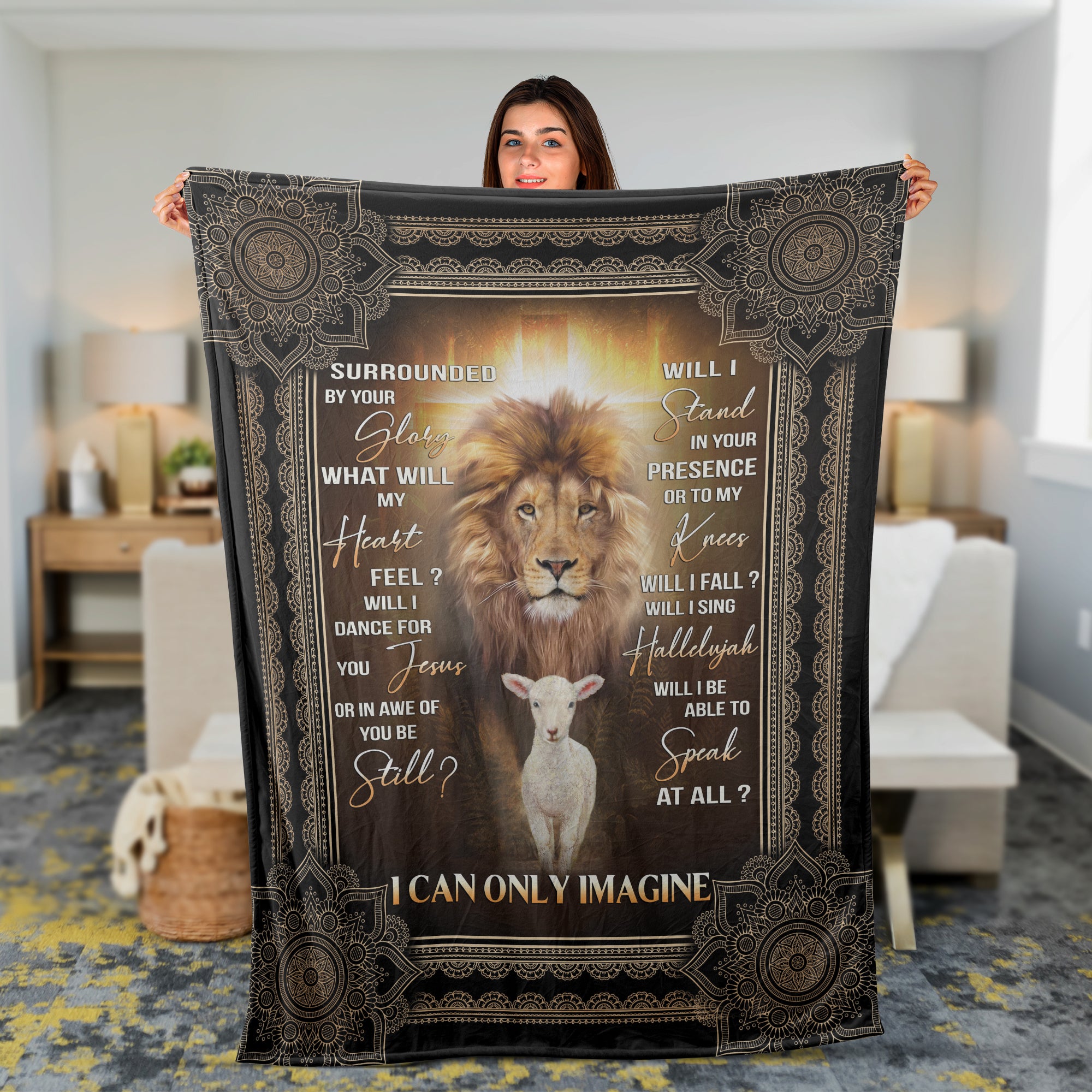 Christian Throw Blanket, Faith Blanket, Jesus Blanket, Inspirational Gift - The Lion And The Lamb - I Can Only Imagine