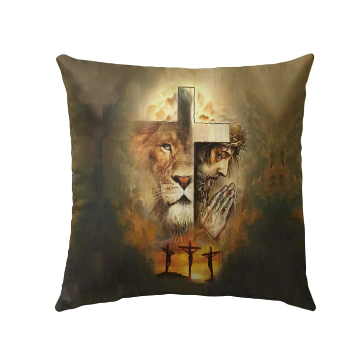 Jesus Pillow - Christian, Cross, Lion Pillow - Gift For Christian - The Lion of Judah Pillow