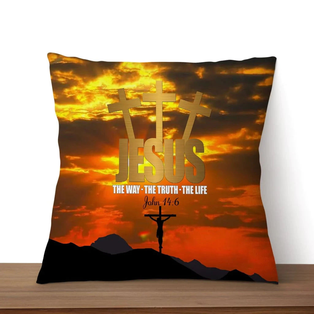 Jesus Pillow - Christian, Cross Pillow - Gift For Christian - Jesus the way the truth the life John 14:6 Pillow