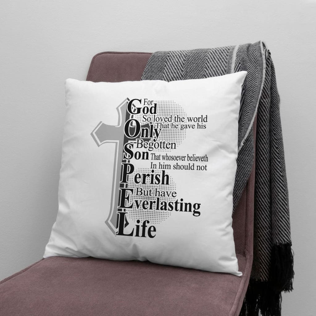 Bible Verse Pillow - Jesus Pillow - Christian, Cross Pillow - Gift For Christian - John 3:16 For God so loved the world Pillow