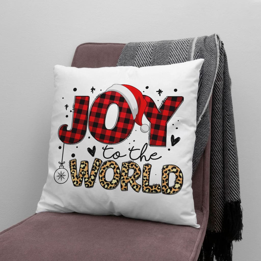 Jesus Pillow - Christian, Buffalo plaid leopard, Christmas Pillow - Gift For Christian - Joy to the world Pillow