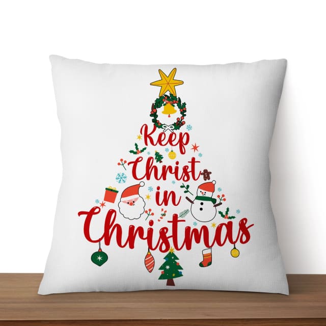 Jesus Pillow - Christian, Christmas Tree Pillow - Gift For Christian - Keep Christ in Christmas Pillow