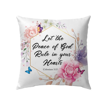 Bible Verse Pillow - Jesus Pillow - Christian, Wreath Pillow - Gift For Christian - Let the peace of God rule in your hearts Colossians 3:15 Pillow